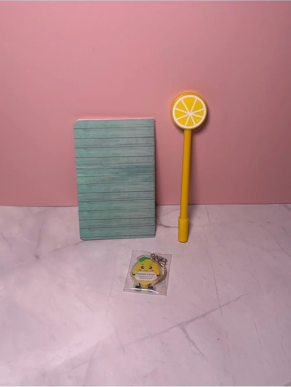 Lemon Print ‘Do Your Best’ Mini Notebook, Pen and Keychain
